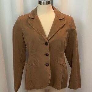 Coldwater Creek Tan Twill Riding Jacket Blazer Women Size 14